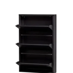 WOOOD Schoenenkast Sabine Zwart - 66x103x16 cm