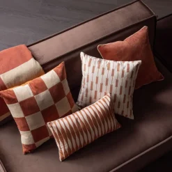 WOOOD Sierkussen Zena Roze / Roestbruin - set 4 stuks
