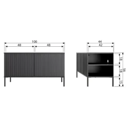 WOOOD TV-meubel New Gravure Zwart - 100x56x44 cm