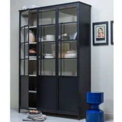 WOOOD Vitrinekast Exhibit XL Zwart - 142x200x44 cm