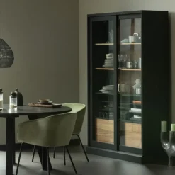 WOOOD Vitrinekast James Zwart - 125x200x47 cm