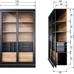 WOOOD Vitrinekast James Zwart - 125x200x47 cm