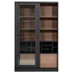 WOOOD Vitrinekast James Zwart - 125x200x47 cm