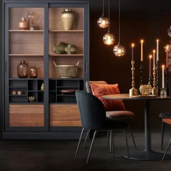 WOOOD Vitrinekast James Zwart - 125x200x47 cm