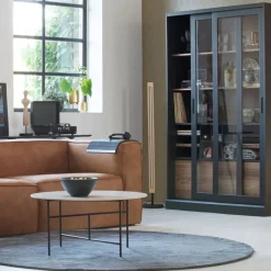 WOOOD Vitrinekast James Zwart - 125x200x47 cm