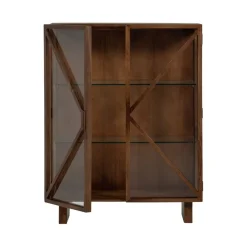 WOOOD Vitrinekast Kella Donkerbruin - 100x132x44 cm