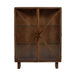 WOOOD Vitrinekast Kella Donkerbruin - 100x132x44 cm