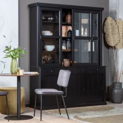 WOOOD Vitrinekast Lagos Zwart - 166x214x48 cm