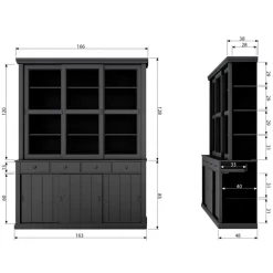 WOOOD Vitrinekast Lagos Zwart - 166x214x48 cm