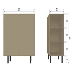 WOOOD Wandkast Cadiz Mud - 85x135x40 cm