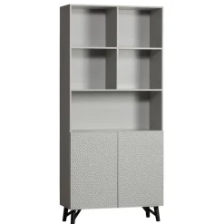 WOOOD Wandkast Carved Greige - 90x200x37 cm