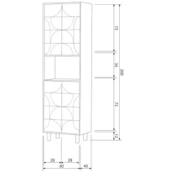 WOOOD Wandkast Draw Bruin - 60x200x40 cm