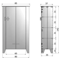 WOOOD Wandkast Gijs Zwart - 85x142x38 cm