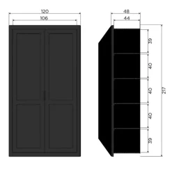 WOOOD Wandkast Gunnar Zwart - 120x217x48 cm