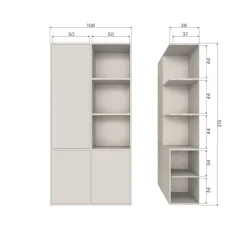 WOOOD Wandkast Meggy Links Dust - 108x215x40 cm