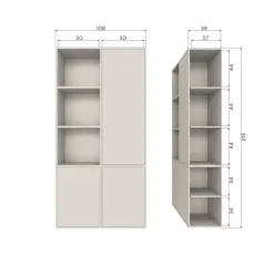 WOOOD Wandkast Meggy Rechts Dust - 108x215x40 cm