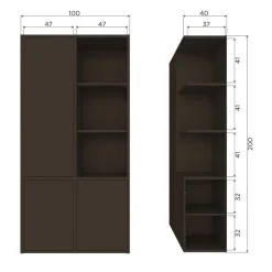 WOOOD Wandkast Merel Bruin - 100x200x40 cm