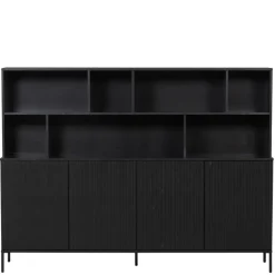WOOOD Wandkast New Gravure Zwart - 200x150x44 cm