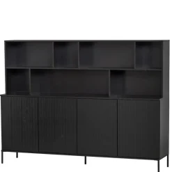 WOOOD Wandkast New Gravure Zwart - 200x150x44 cm