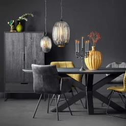 WOOOD Wandkast Silas Zwart - 85x149x36 cm