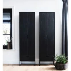 WOOOD Wandkast Silas Zwart - 60x210x36 cm