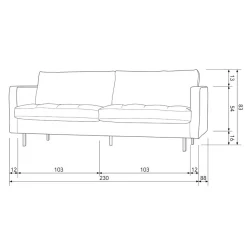 WOOOD 2,5-Zitsbank Rodeo Classic Cognac