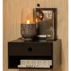 WOOOD Zwevend Nachtkastje Nancy Zwart - 34x20x30 cm