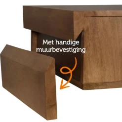 Zwevend Nachtkastje Sem Walnoot - 45x18x35 cm