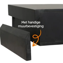 Zwevend Nachtkastje Sem Zwart - 45x18x35 cm